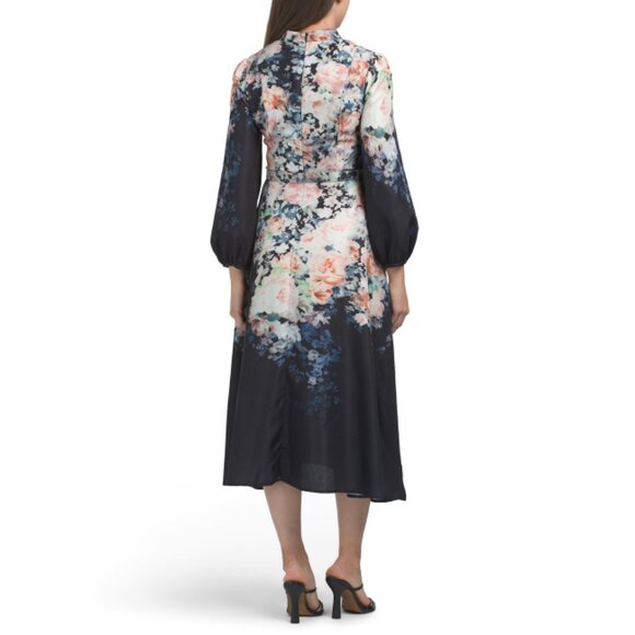 NANCY YANG Black Floral Midi Dress - Picture 2 of 2